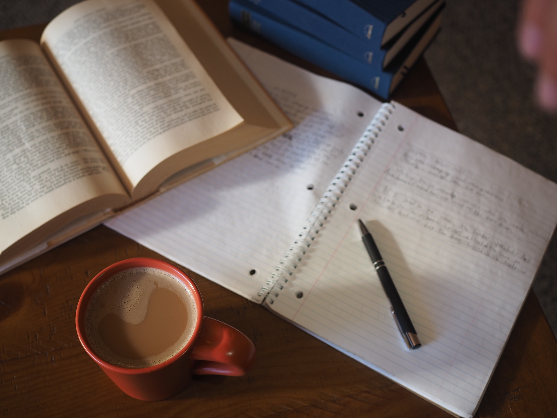 coffee and writing instruments